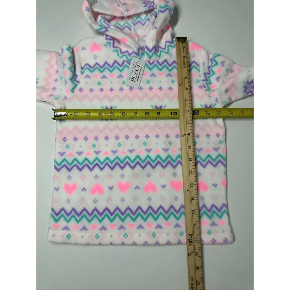 NWT The Children's Place Girl Fleece Hooded Pullover Patterned Fairsile Size S